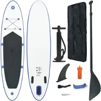 vidaXL Stand Up Paddle Surfboard SUP Aufblasbar Blau und Weiß