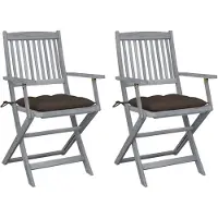 vidaXL Klappbare Gartenstühle 2 Stk. mit Kissen Massivholz Akazie