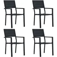 vidaXL Gartenstühle 4 Stk. Schwarz HDPE Holz-Optik
