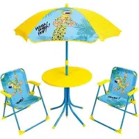 Fun House Marsupilami Kinder-Gartenmöbelset – Gelb – 2 Klappstühle – Sonnenschirm