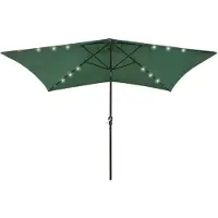vidaXL Sonnenschirm mit LEDs und Stahl-Mast Grün 2x3 m