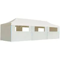 vidaXL Faltzelt Partyzelt Pop-Up mit 8 Seitenwänden 870x291x315 cm Creme