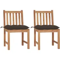 vidaXL Gartenstühle 2 Stk. mit Kissen Massivholz Teak