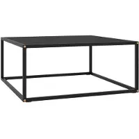 vidaXL Couchtisch Schwarz mit Schwarzem Glas 80x80x35 cm