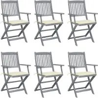 vidaXL Klappbare Gartenstühle 6 Stk. mit Sitzkissen Massivholz Akazie