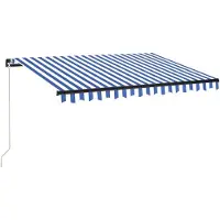 vidaXL Markise Manuell Einziehbar mit LED 350x250 cm Blau und Weiß