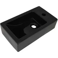 vidaXL Waschbecken Rechteckig + Hahnloch Keramik Schwarz 46x25,5x12 cm