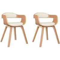 vidaXL Esszimmerstühle 2 Stk. Creme Bugholz und Kunstleder