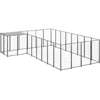 vidaXL Hundezwinger Schwarz 10,89 m² Stahl
