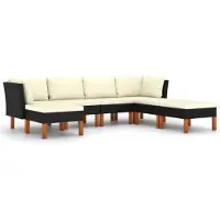 vidaXL 7-tlg. Garten-Lounge-Set mit Kissen Poly Rattan Schwarz