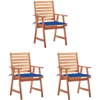 vidaXL Garten-Essstühle 3 Stk. mit Kissen Massivholz Akazie