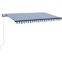 vidaXL Automatische Markise mit LED Windsensor 450x300cm Blau und Weiß