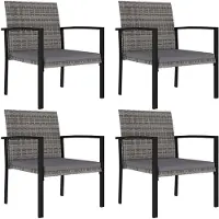 vidaXL Garten-Essstühle 4 Stk. Poly Rattan Grau