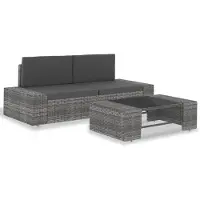 vidaXL 3-Tlg Garten-Lounge-Set Poly Rattan Grau 49527