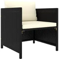 vidaXL Gartensofa mit Kissen Schwarz Poly Rattan