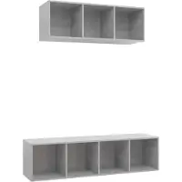 vidaXL 2-tlg. TV-Schrank-Set Betongrau Holzwerkstoff