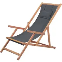 vidaXL Klappstuhl, Stoffbezug und Holzrahmen, Grau
