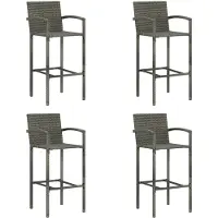 vidaXL Barhocker 4 Stk. Grau Poly Rattan