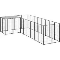 vidaXL Hundezwinger Schwarz 6,05 m² Stahl