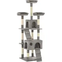 vidaXL Katzen-Kratzbaum mit Sisal-Kratzsäulen 170 cm Grau