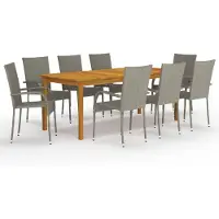 vidaXL 9-tlg. Garten-Essgruppe Grau