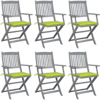 vidaXL Klappbare Gartenstühle 6 Stk. mit Sitzkissen Massivholz Akazie
