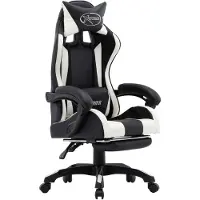 vidaXL Gaming-Stuhl mit Fußstütze Weiß und Schwarz Kunstleder