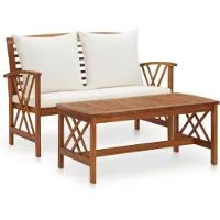 vidaXL 2-tlg. Garten-Lounge-Set mit Auflagen Massivholz Akazie