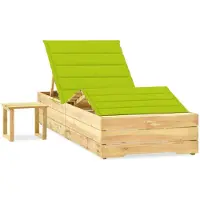vidaXL Garten-Sonnenliege mit Tisch und Auflage Kiefer Imprägniert