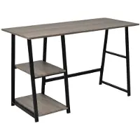 vidaXL Schreibtisch mit 2 Regalen Grau und Eiche