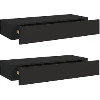 vidaXL vidaXL-Wandschappen-2-st-met-lade-60x23,5x10-cm-MDF-zwart