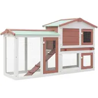 vidaXL Großer Kaninchenstall Braun und Weiß 145x45x84 cm Holz
