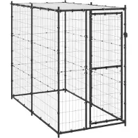 vidaXL Outdoor-Hundezwinger Stahl mit Überdachung 110x220x180 cm