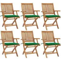 vidaXL Klappbare Gartenstühle mit Kissen 6 Stk. Massivholz Teak