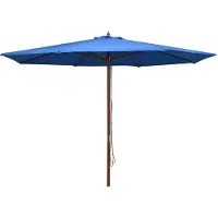 vidaXL Sonnenschirm mit Holzmast 350 cm Blau