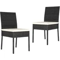 vidaXL Garten-Essstühle 2 Stk. Poly Rattan Schwarz