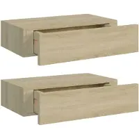 vidaXL Wandregale mit Schubladen 2 Stk. Eichen-Optik 40x23,5x10 cm MDF