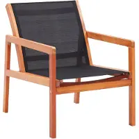 vidaXL Garten-Loungestuhl Schwarz Massivholz Eukalyptus und Textilene