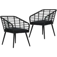 vidaXL Gartenstühle 2 Stk. mit Auflagen Poly Rattan Schwarz