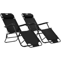 vidaXL Klappbare Sonnenliegen 2 Stk. mit Fußablage Schwarz