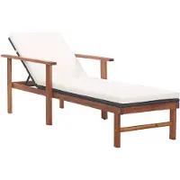 vidaXL Sonnenliege mit Auflage Poly-Rattan Akazie Massivholz Schwarz