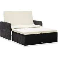 vidaXL 2-tlg. Garten-Lounge-Set mit Auflagen Poly Rattan Schwarz