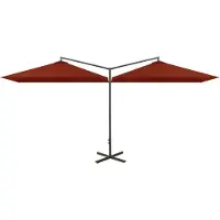 vidaXL Doppel-Sonnenschirm mit Stahl-Mast 600x300 cm Terrakotta