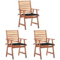 vidaXL Garten-Essstühle 3 Stk. mit Kissen Massivholz Akazie