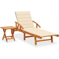 vidaXL Sonnenliege mit Tisch und Auflage Akazie Massivholz