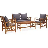 vidaXL 4-tlg. Garten-Lounge-Set mit Auflagen Massivholz Akazie