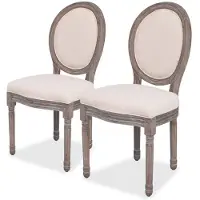 vidaXL Esszimmerstühle 2 Stk. Creme Stoff