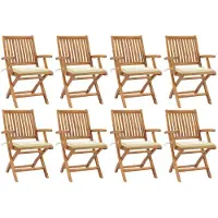 vidaXL Klappbare Gartenstühle mit Kissen 8 Stk. Massivholz Teak