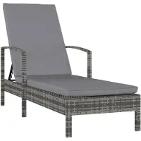 vidaXL Sonnenliege mit Armlehnen Poly Rattan Grau