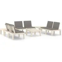 vidaXL 6-tlg. Garten-Lounge-Set mit Auflagen Kunststoff Weiß
